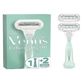Venus Gillette Deluxe Smooth Sensitive Ladies 1 Handle 2 Refill Blades 5 Blades
