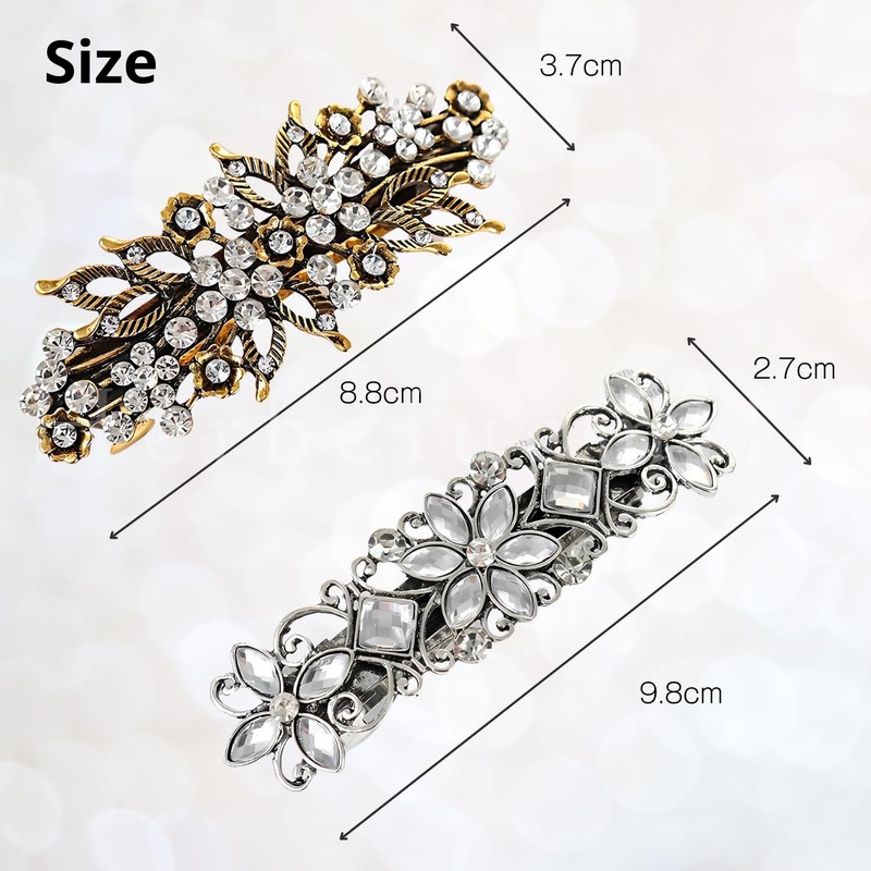 Herbeluemily Barrette, Hair Clip, Bijou, Antique Style, Flower Hair Accessory,