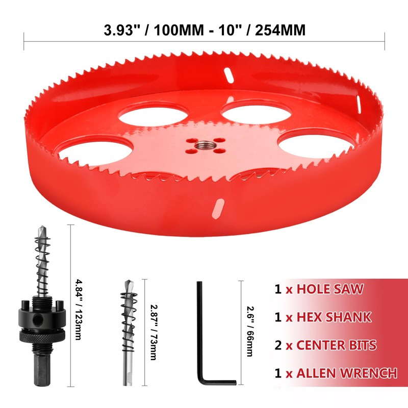 4-1/4"丨108mm Hole Saws with Heavy Duty Arbor HSS Bi-Metal Hole
