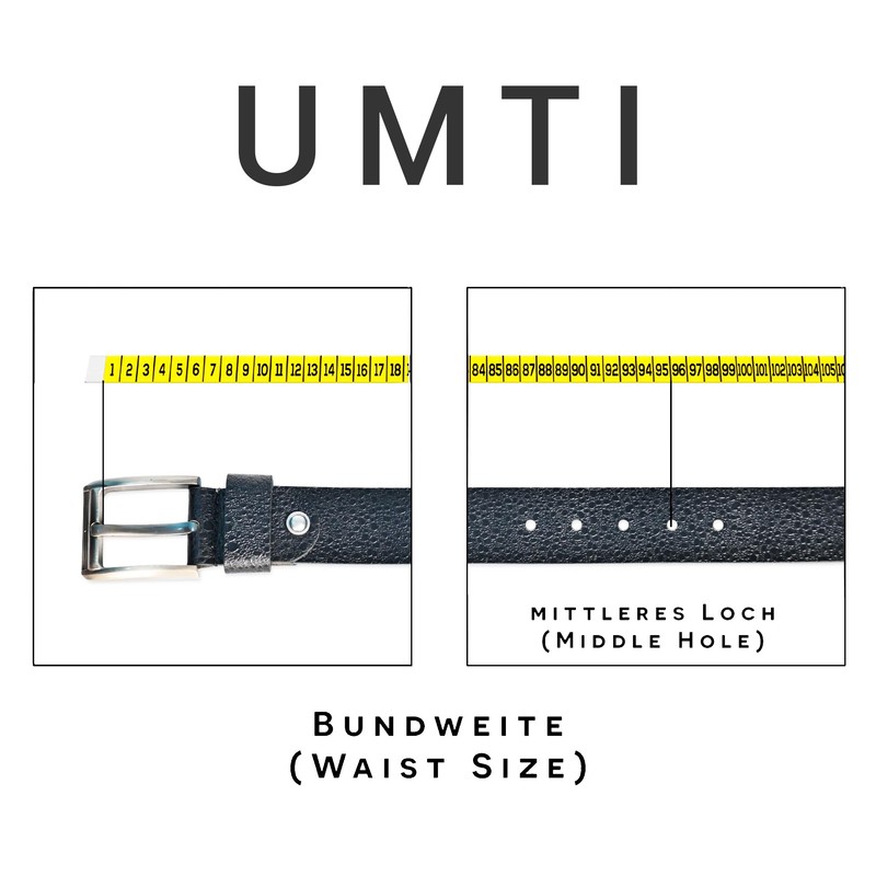 UMTI® Gürtel Herren Ledergürtel aus Büffelleder für Männer 25- (23A)