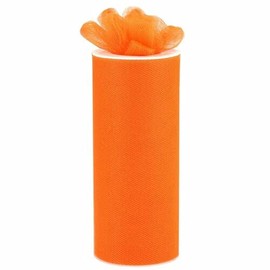 6" x 25 Yards Wedding Tulle Roll for Favors Pew Bows nkKN Decorations Craft Supplies (Orange)