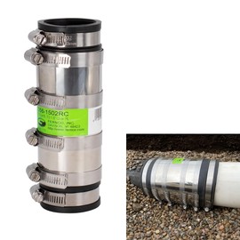 Fernco 1.5-inch XL Flexible Pipe Coupling Connector Fitting with Stainless Shield, Below Ground Plastic, Cast Iron, Steel