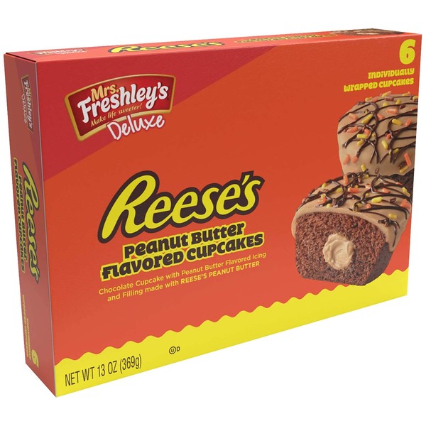 Mrs. Freshley's Deluxe Reese's Pasteles con sabor a mantequilla de maní, paquete de 13 onzas – Juego de 2