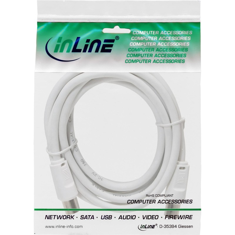 InLine 69410 10 m White Coaxial Cable – Male/Female Coaxial