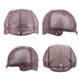 Doubel Swiss Lace Wig Cap for Making Wigs with Adjustable Straps on the Back Glueless Hairnets (Light Brown, Large 23.5inch)