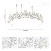 Urieo Silver Rhinestone Tiara Crown Bridal Pearl Queen Crown Crystal