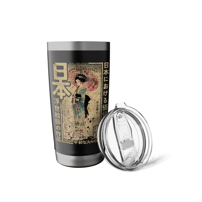 Traditional Japanese Geisha Women Woodblock Ukiyo-e Anime Stainless Steel Insulated