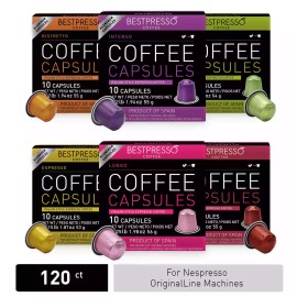 Bestpresso Coffee for Nespresso Machine 120 pods Espresso  - 6 Variety Flavors
