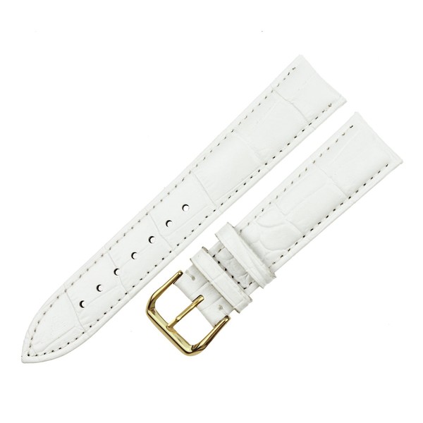 RECHERE Alligator Crocodile Grain Leather Watch Band Strap Gold Pin