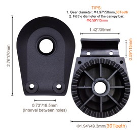 Timyrimy Garden Swing Plastic Fittings for Mainstays Swing RUS498M, RUS498W, RUS498X, 1.94" Gear with 30 Teeth(2PCS/CTN)