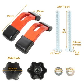 O'SKOOL T-Track Mini Hold Down Clamps, Quick Acting T-Slot Clamp Set for CNC Engraving Machines, Woodworking Router Tables, and Table Saws, Set of 2