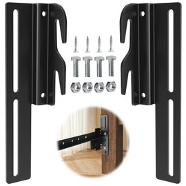2 PCS #711 Bed Frame Bolt On to Hook On Conversion Brackets for Headboard or Footboard, Hook on Bed Rails Brackets, Extra Heavy Duty Hook Plate Adapter, Headboard Attachment Kit with Hardware, Black