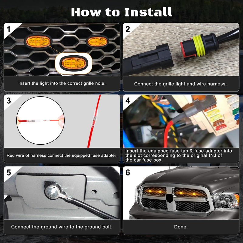 4 Pcs Led Grill Lights Compatible with 2013-2018 RAM 1500