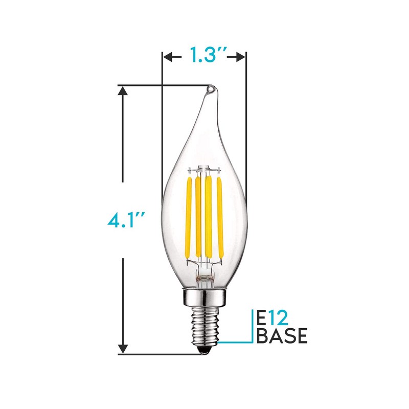 LUXRITE Vintage Candelabra LED Bulb 60W Equivalent, 550 Lumens, 4000K