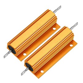 WEIJ RX24 100W 100 Ohm Aluminum Housing Resistor Screw Tap Chassis Mounted Aluminum Case Wirewound Resistor Load Resistors Gold Tone 100RJ 2Pcs