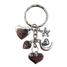 Love Heart Keyring Goddaughter Gem Charm Pendant
