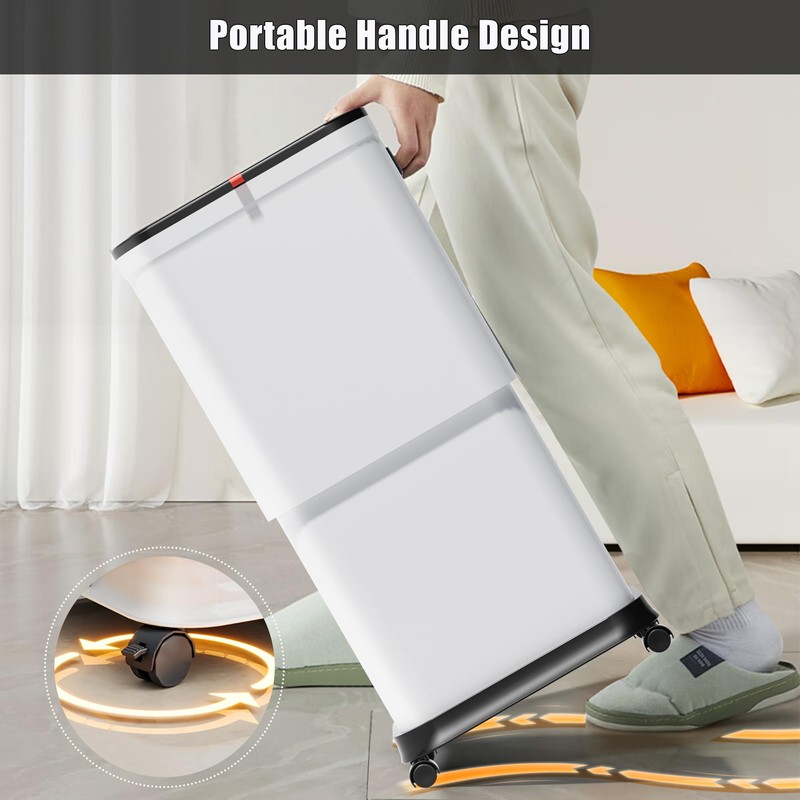 onlcuk Kitchen Trash Can with Wheels,Adjustable Capacity 20L to 45L