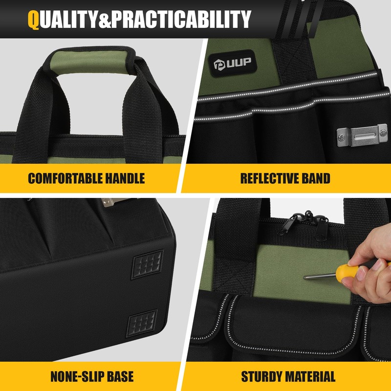 UUP 18-Inch Large Tool Bag, 16-Pocket Portable Tool Box Organizer