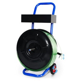 Nroboo Heavy Duty 7.8" Strapping Cart, Strapping Dispenser for Poly/Plastic Steel/Fibre Strapping, Moveable Strapping Dispenser Deluxe Banding Cart with Built-in Tray(Blue)