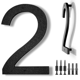 IVERRA 8 Inch Large Floating House Numbers, Black Modern House Number for Outside, Big Plastic Exterior Address Numbers for Door Wall Street (2)
