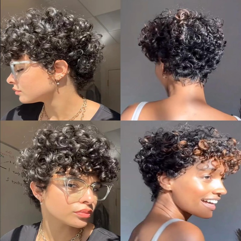 Qiyazai Pixie Cut Wig Human Hair Short Pixie Cut Wigs