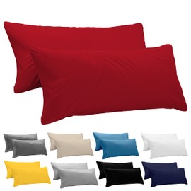 Dreamzie Pillowcases, 40 x 145 cm (Set of 2), 100% Jersey Cotton, 150 g/m², Red, Resistant and Hypoallergenic