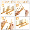 Zopeal 9 Pcs Bamboo Wooden Plate Racks Dish Rack Stand