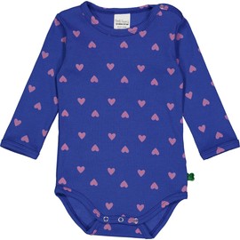 Fred's World by Green Cotton Baby Girl Heart L/S Body Base Layer, Star Blue/Pink Haze
