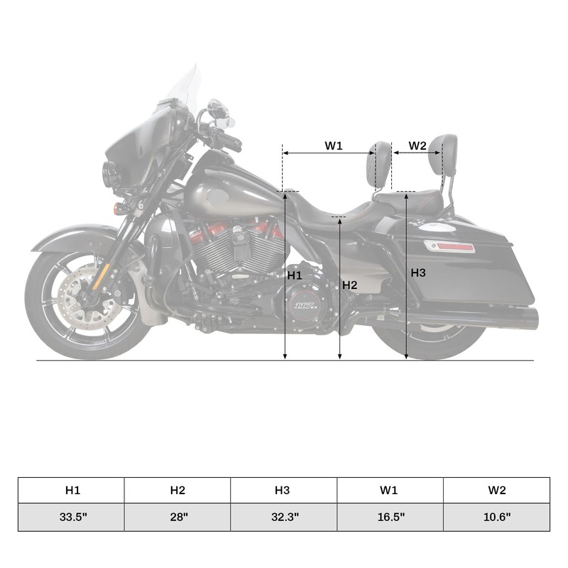 TCMT Low-Profile Driver Passenger Two Up Seat Fit For Harley
