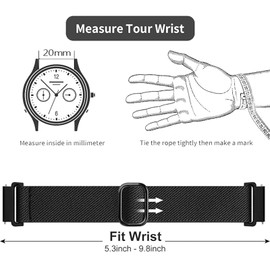 PACIOCEAN 3 Pack Quick Release Nylon Watch Band,Elastic Watch Straps 20mm,Adjustable Nylon Sport Watch Bands,Smart Bracelet Montre Homme Replacement (Black+Grey+Indigo)