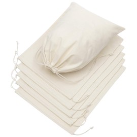 100 Percent Cotton Muslin Drawstring Bags For Shoes Storage Pantry Gifts (12 x 16 inch - 6 pack, Beige)