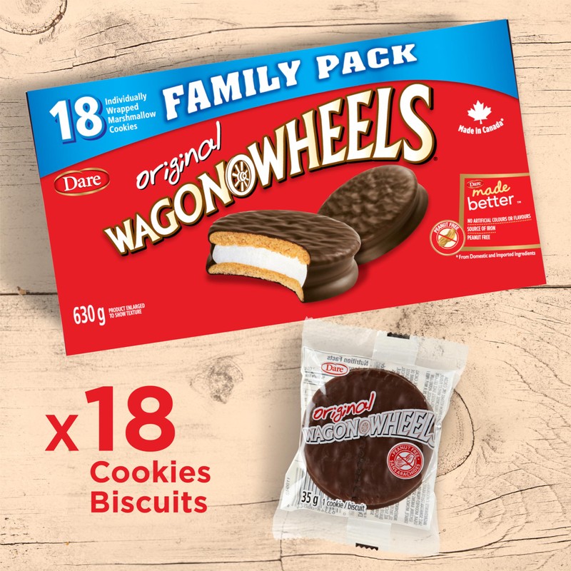 Dare Wagon Wheels Original Cookies, 630g/22.2 oz, Box, 18 pack,