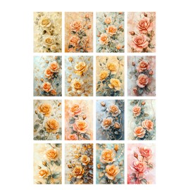 Decoupage - Paquete de papel (35 hojas de 6 x 8 pulgadas), elegancia de rosa dorada: hermosas rosas en tonos pastel suaves combinadas con detalles dorados y delicados adornos de perlas, creando una