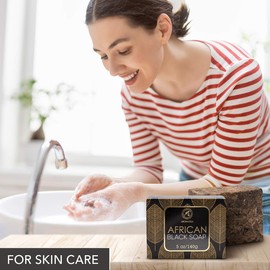 African Black Soap 3 x 140 g - Moisturising - Nourishing - 100% Natural Black Soap with Shea Butter & Coconut Oil - For All Skin Types - Body Care Secret