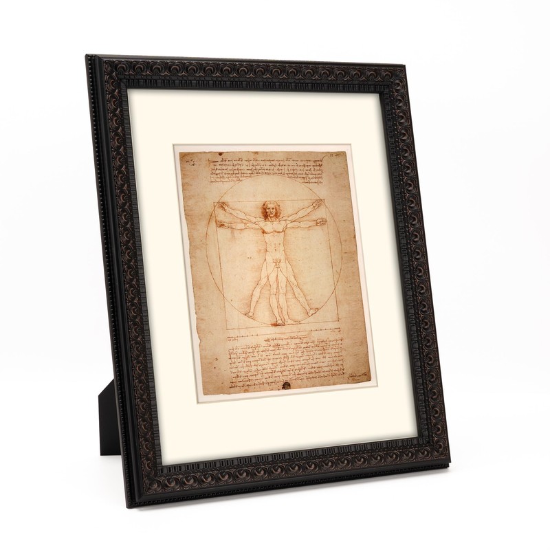 WYNCO 11x14 Rustic Black Ornate Wooden Picture Frame, with Mat