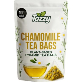 Tozzy Chamomile Tea - 100 Count | Pyramid Tea Bags (Plant-Based & Eco-conscious) | Pure Ingredients