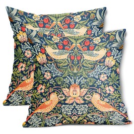 Chinoiserie Blue Sage Green Teal Pimpernel Pillow Covers 20X20 in Set of 2 Colorful Floral Bird Red Strawberry Pillow Cases Vintage Flower Throw Pillowcases Home Decor for Couch Patio Sofa Porch