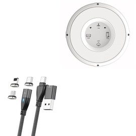 BoxWave Cable Compatible with Linxura SmartHome Controller - MagnetoSnap PD AllCharge Cable (100W), Magnet PD 100W Charging Cable USB Type-C Micro USB - Jet Black