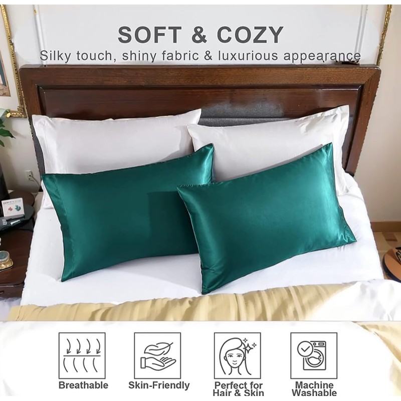 Satin Pillowcase, T Tersely 2 Pack 20"x 30" Silk Satin