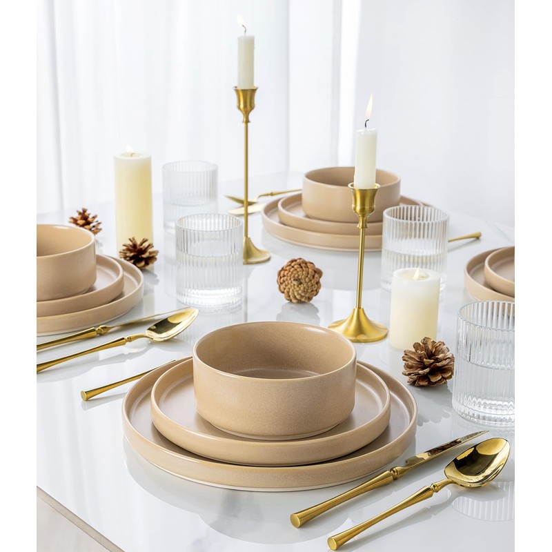 TheTerra Ceramic Dinnerware Sets for 6, 18 Pieces Handmade Reactive