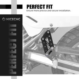 NICECNC Black Passenger Foot Peg Relocation Brackets Aluminum Compatible with Suzuki DR650 1996-2024