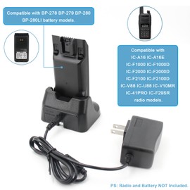 Afadorable BC-213 Charger Fit for ICOM IC-A16 IC-A16E IC-F1000 IC-F2000 IC-F1000S IC-F2000S IC-F1100D IC-F2100D IC-V88 IC-U88 IC-V10MR IC-41PRO IC-F29SR Radio, BP-278 BP-279 BP-280 Battery Charger
