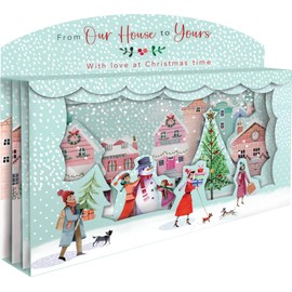 Our House To Yours Spectacular 3D Street Scene Christmas Card Freestanding Cards XSPT001