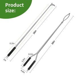 36" Fire Tongs Fire Pit Tongs Set, Stainless Steel Fireplace Tongs Log Grabber Suitable for Outdoor Fireset Fire Pit Bonfire Camp Fire Backyard Deck Indoor Fireplace Tools