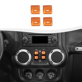SQQP for JK Aluminium Center Console Window Switch Button Cover Compatible with 2012-2017 Jeep Wrangler JK JKU(Orange)