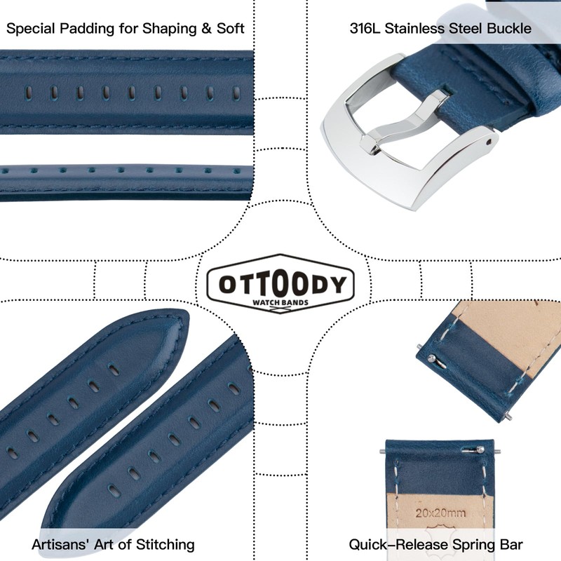 Ottoody Watch Band, 0.71, 0.75, 0.79, 0.83, 0.87 inch (18,