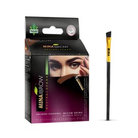 MinaiBrow Instant Hair Dye Kit Medium Brown | Natural Spot Coloring Tinting Powder with Brush, Water & Smudge Proof | 100% Grey Coverage Upto 30 Applications