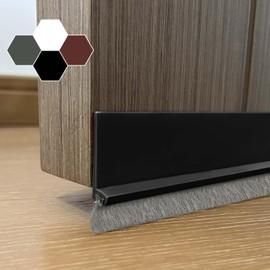 Door Sweep for Bottom of Door, Integrated Bottom Door Draft Stopper with Brush, Self-Adhesive Under Door Seal for Dust/Noise/Hot or Cold Air Insulation, Black 39.37" L/2" W