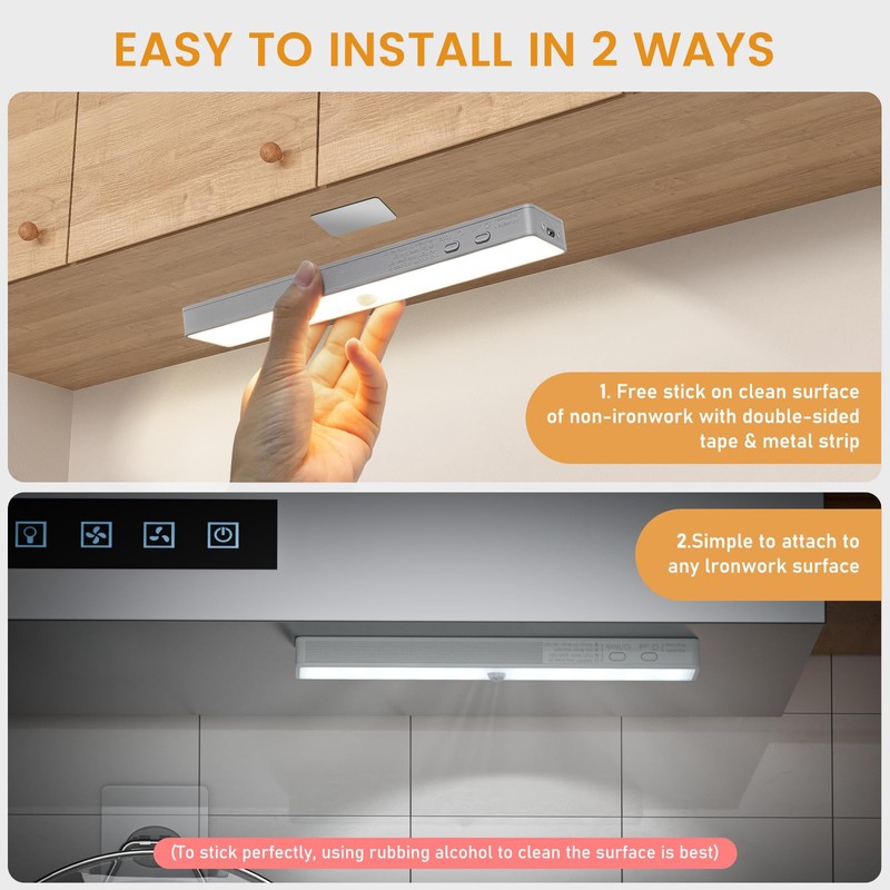 Racokky Under Cabinet Lights with Charging Station, 6 Pcs Rechargeable