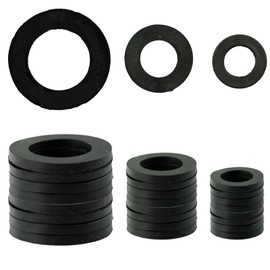 27 Pieces Rubber Hose Washer Tap Sealing Rings Hose Rubber Shower Hose Washers Tap Connector Washers for Connecting, 1/2 Inch, 3/4 Inch, 25 mm (1.00 Inch) OD 20 mm (0.8 Inch) ID, Black